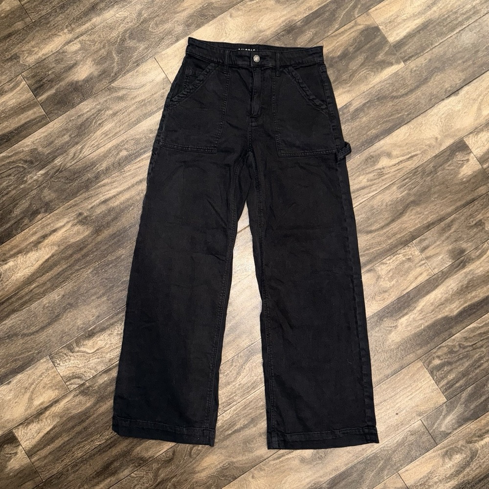 American Eagle Super High-Rise Baggy Wide-Leg Carpenter Jeans Women's 4 Black